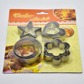 

12pcs 4 jian tao Cutter Love Circle Plum Five-pointed Star Cake Cookie Cutter Die
