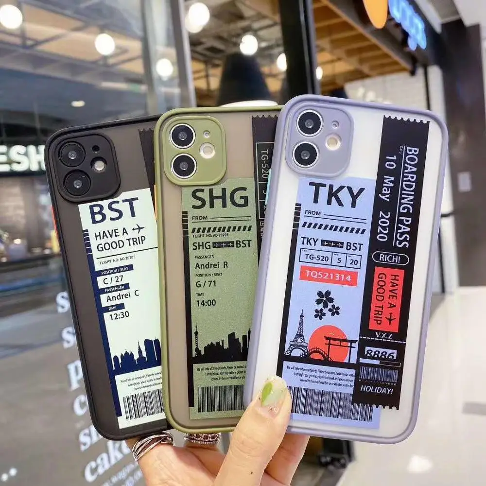 

Ins Travel Country City Map Air Tickets Bar code Label Case For iPhone 11 Pro XS Max X XR 8 7 6 6s Plus SE 2020 Case Fundas