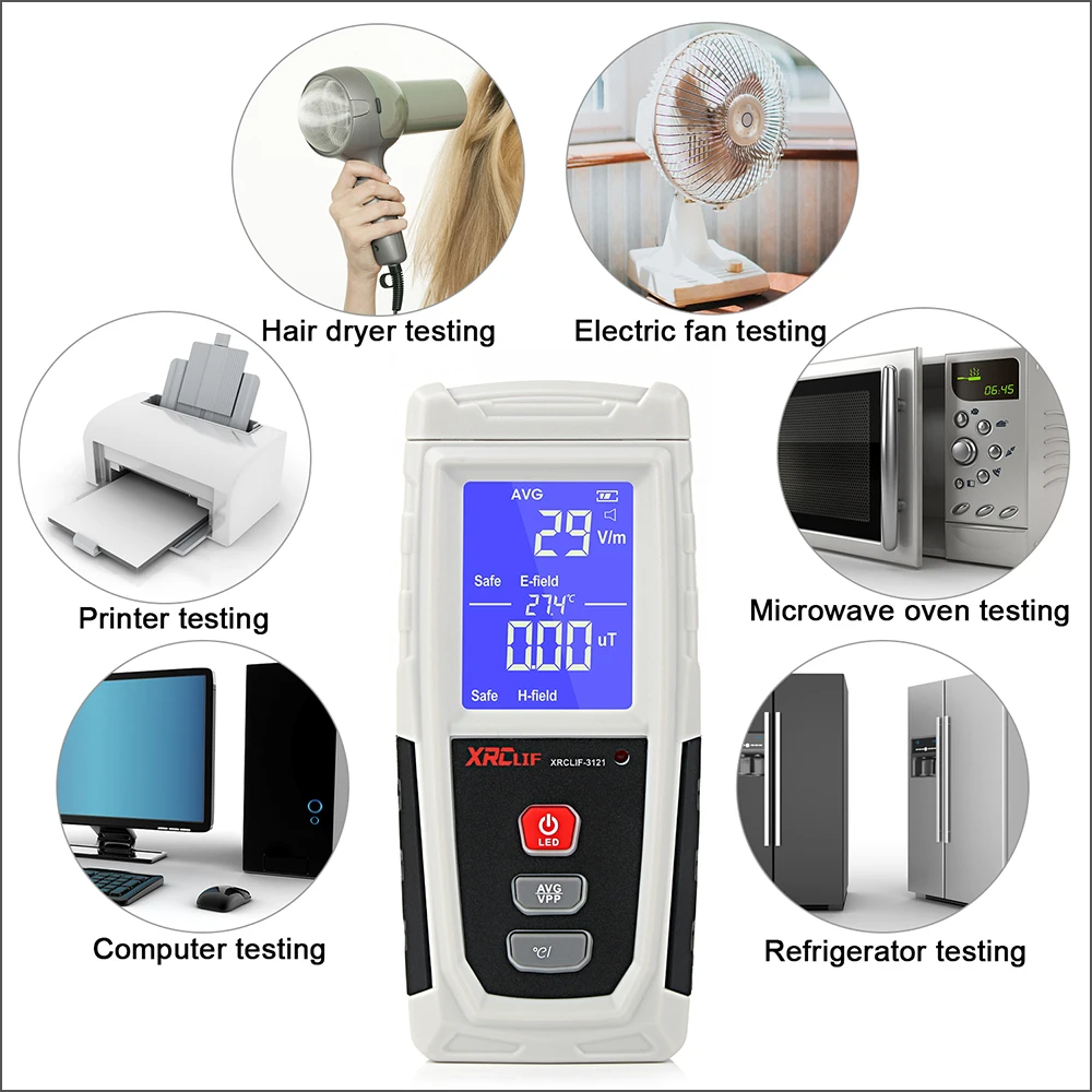 XRCLIF Electromagnetic Field Radiation Detector Tester Emf Meter Rechargeable Handheld Counter Emission Dosimeter Computer