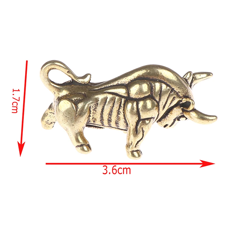 Мини Портативный ретро латунный настенный уличный статуя быка Скульптура Ручная игрушка подарок брелок орнамент домашний офис стол декоративный орнамент