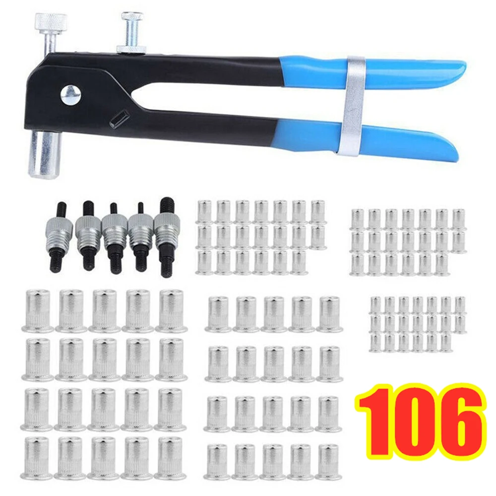 86/106PCS ручные Заклепка гайка пистолет заклепка Rivnut набор Резьбовая гайка Рив ключ, дюймовый стандарт Bal набор инструментов мощный инструмент для ремонта дропшиппинг