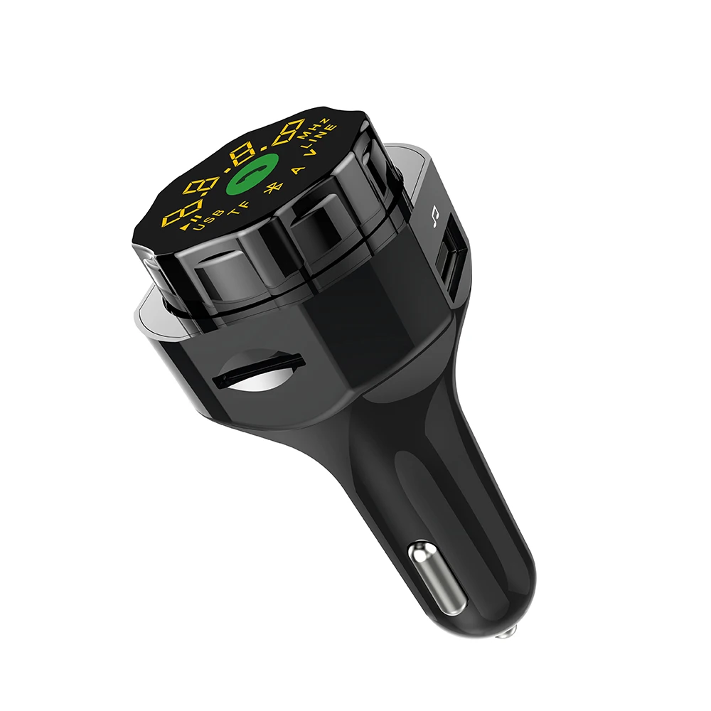 Car Wireless Bluetooth Hands-Free FM Transmitter MP3 Player 12V 24V USB Charging Fast Charger AUX Input U-Disk TF Card Play