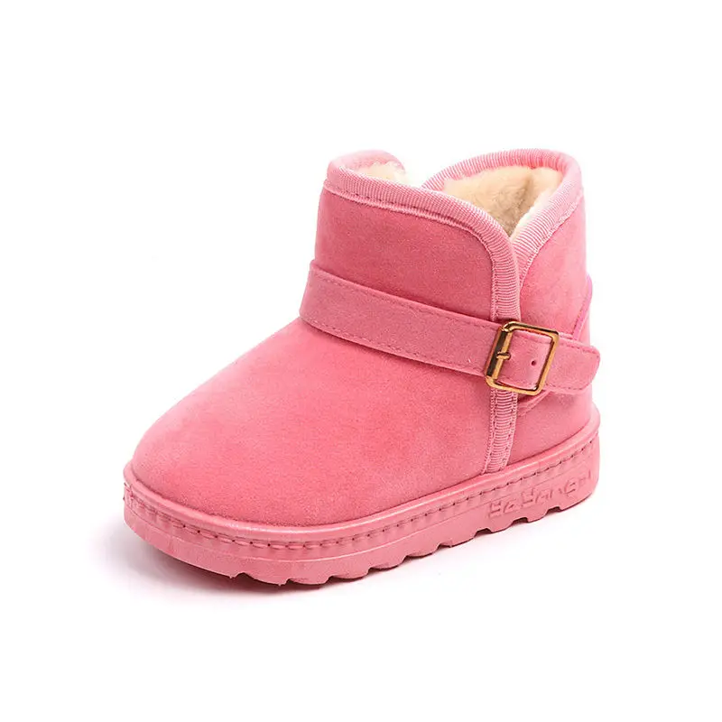 Sialia/детские ботинки; детская обувь для мальчиков; ботинки для девочек; зимняя обувь с плюшевой подкладкой; теплые уличные сапоги с пряжкой и ремешком; детские сапоги menina - Цвет: Pink