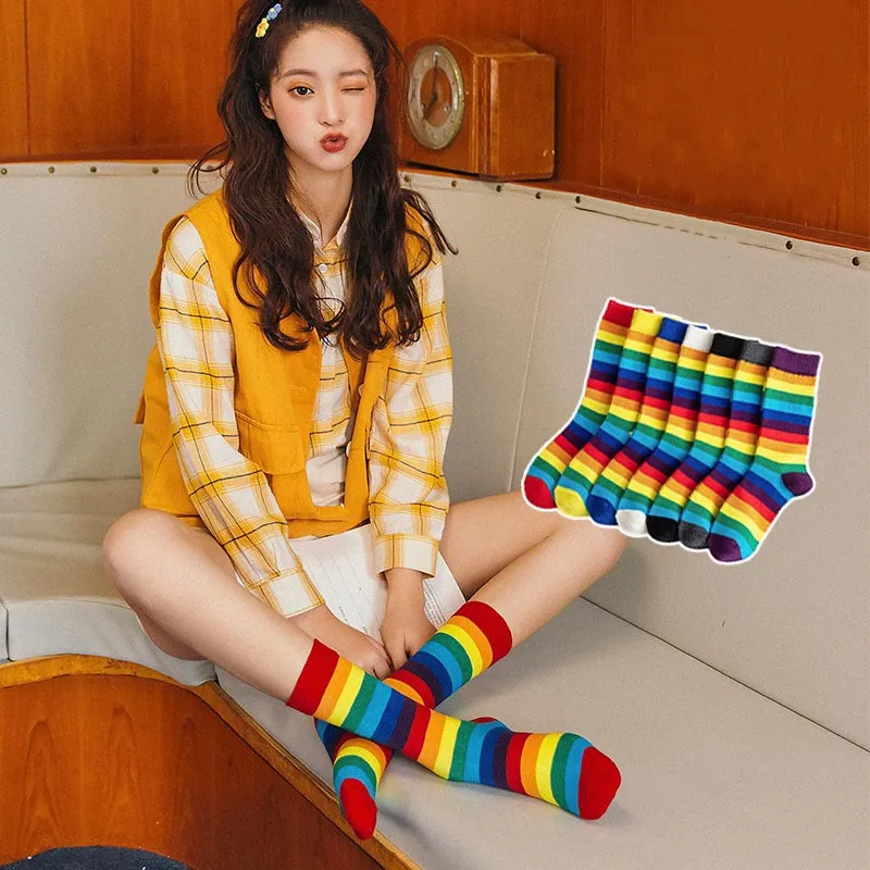 Jeseca/ г. Осенние женские модные носки в Корейском стиле полосатые носки в стиле Харадзюку теплые зимние носки в японском стиле, рождественские подарки