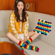 Jeseca/ г. Осенние женские модные носки в Корейском стиле полосатые носки в стиле Харадзюку теплые зимние носки в японском стиле, рождественские подарки