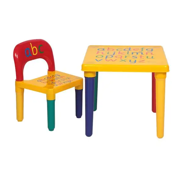 Children Letter Table Chair Set Yellow & Red Made of high quality plastic material kids furniture kids table and chair Children Letter Table Chair Set Yellow & Red Made of high quality plastic material kids furniture kids table and chair
