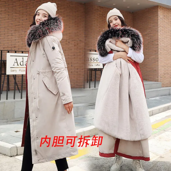 

Photo Shoot Autumn And Winter New Style down Jacket Women's Korean-style Long Loose-Fit Waist Hugging Deconstructable Inner Wear