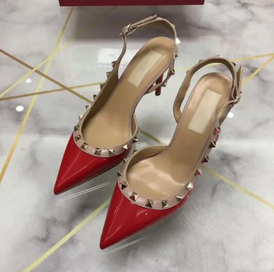 Женские модельные туфли в стиле рок лакированные лодочки на высоком каблуке с