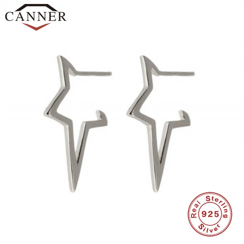 star 2 silver Минималистичные 925 пробы серебряные CZ Циркон серьги гвоздики для женщин простой геометрический крест золото; серебро; сережки Ювелирные изделия - Окраска металла: star 2 silver