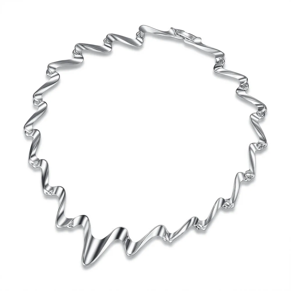 

Fashion Wave Temperament Necklace Creative Lightning Sweater Chain Exaggerated Trend Diy Clavicle Chain Love Gift For Women/Man