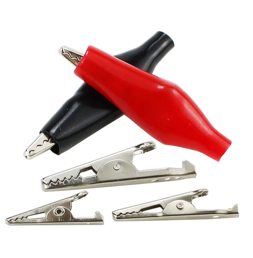 Insulated Crocodile Clips alligator clips electric test clamp test clip test hooks clips alligator clip adapter Plastic Handle Cable Lead Testing Metal Alligator Clips Clamps 28mm 35mm 45mmLength 10pcs/lot