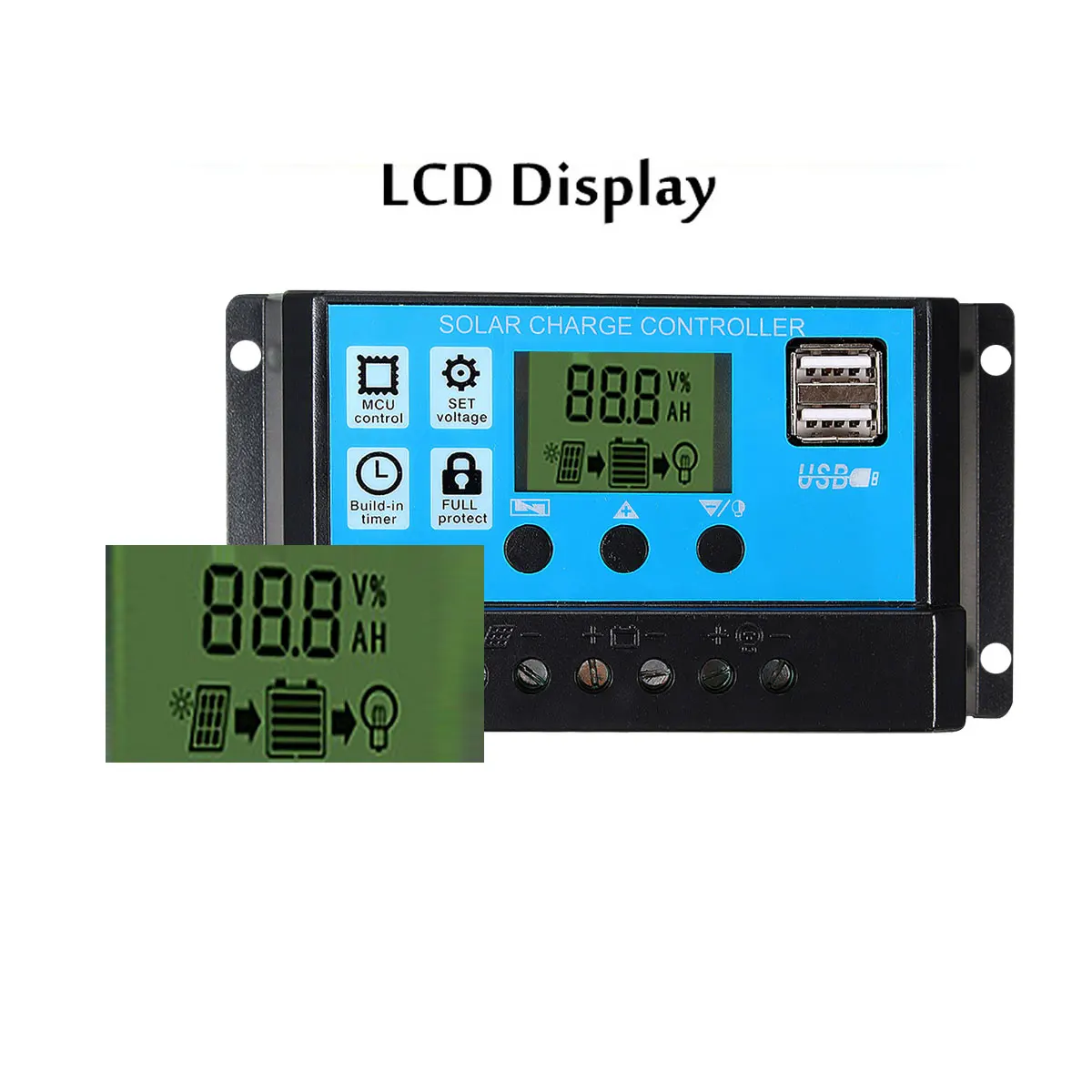 50A/40A/30A/20A/10A 12V 24V умный автоматический контроллер заряда солнечной батареи lcd двойной USB 5V Выход Универсальная Солнечная Панель регулятор PV