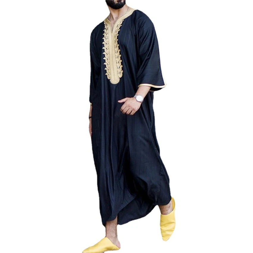 2021 Рамадан Новая мода Caftan комплекты для мусульман Abaya Man Youth Qamis Homme свободная