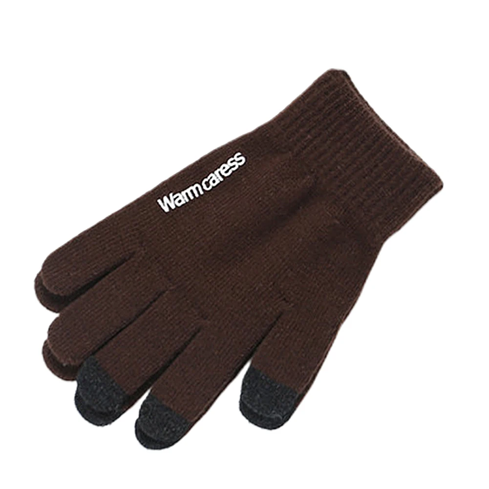 Модные, 1 пара, зимние, противоскользящие, теплые, с сенсорным экраном, на весь палец, вязаные, унисекс, перчатки, лучше, теплые, зимние, мужские перчатки, на полный палец, M