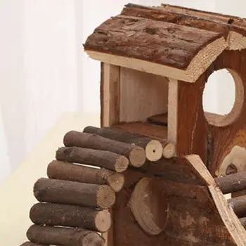 

Pets Wooden House 2 Storey Small Villa Waterproof 2 Stairs Play Cage for Hamster