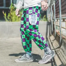 April MOMO, винтажные штаны-шаровары с цветными вставками, мужские, дизайн, хип-хоп джоггеры, уличная одежда, повседневные мужские спортивные штаны