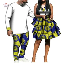 

2021 Fashion Couple Clothes African Dress For Wome Dashiki Men Shirt full Sleeve Tops and pant Wedding Party Outfit Robe WYQ666