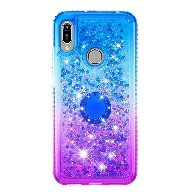 Blue Purple Градиентный зыбучий песок чехол с блестками huawei Honor 7A 8A 10i 10 Lite с кольцом держатель чехол для huawei Enjoy 9 9S 7S 8E Fundas - Цвет: Blue Purple