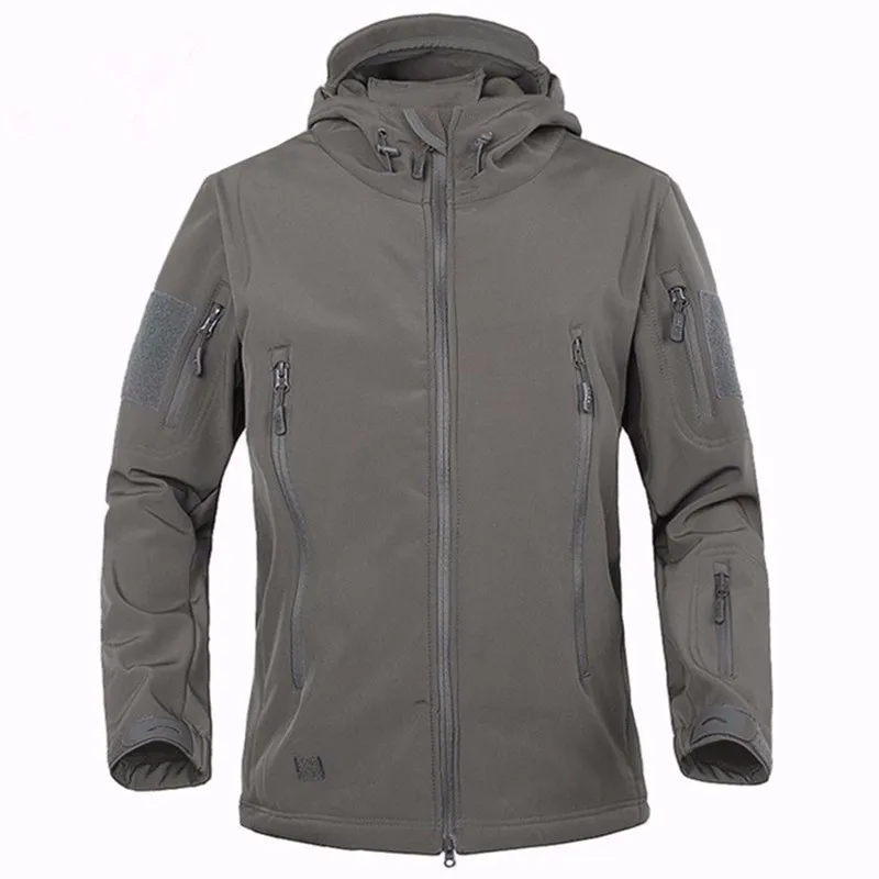 Gray 1005 Армейская зеленая тактическая куртка, военная форма, пальто, Мужская мягкая оболочка, повседневная куртка с капюшоном, Мужская теплая армейская одежда, теплая дышащая - Цвет: Gray 1005