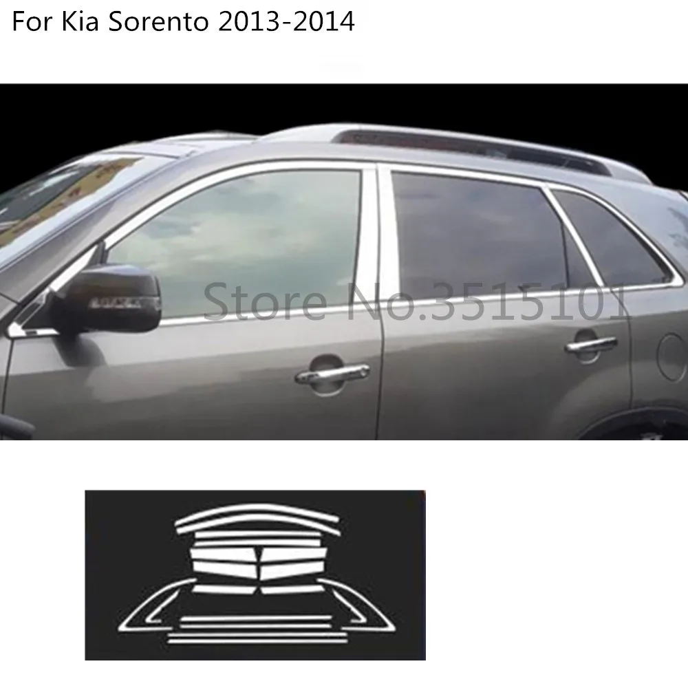 

For Kia Sorento 2013 2014 Car Styling Stainless Steel Glass Window Garnish Pillar Middle Column Trim Hoods Molding Parts Hoods