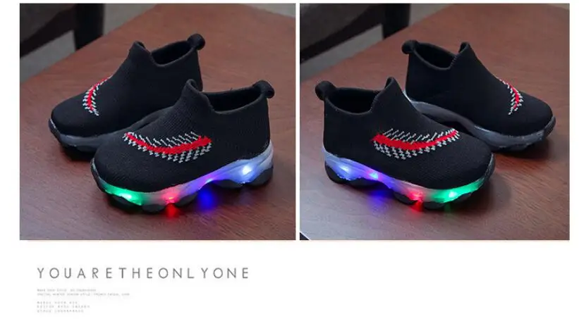 Winter Luminous Kids Boots Girls Boys Sock Casual Children Lighted Boots Air Mesh Children Kids Sneakers Led Glowing Baby Shoes