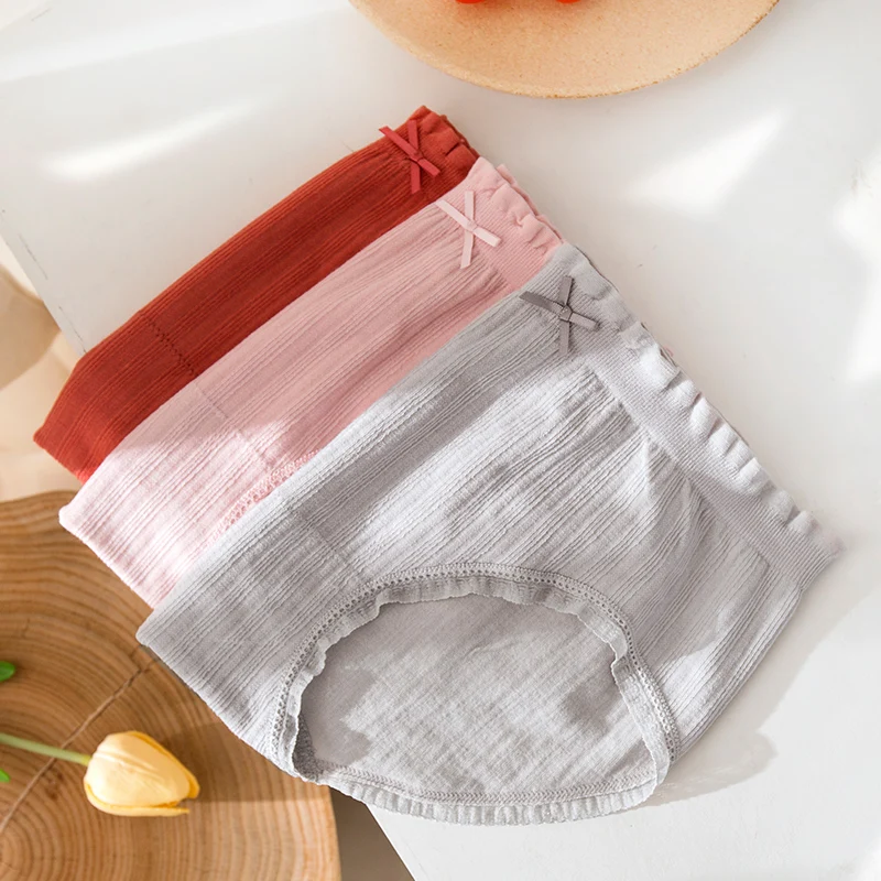 Red Pink Gray 3 шт. бесшовные трусики для женщин, хлопковое нижнее белье для девушек, женские трусики, бесшовные трусики, женские трусы - Цвет: Red Pink Gray