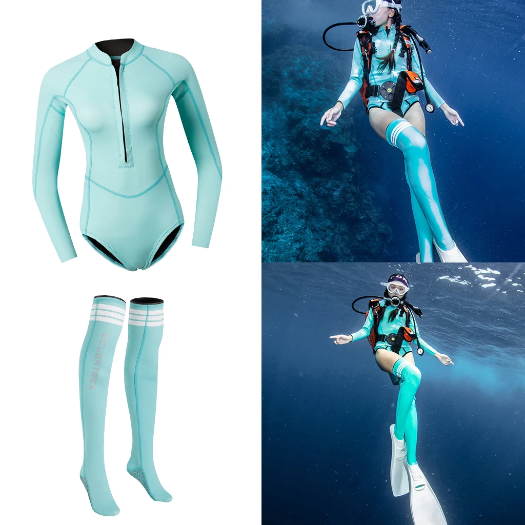 Light Blue L Дышащий Женский гидрокостюм для дайвинга, костюм для дайвинга, куртка, трусы и нескользящие носки для плавания, серфинг парусный спорт, Каякинг - Цвет: Light Blue L