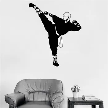 

New Arrival Sticker Chinese Kongfu Shaolin Monk Vinyl Wall Decal Warrior Asian Art Stickers Mural Livnig Rooom Boy Bedroom