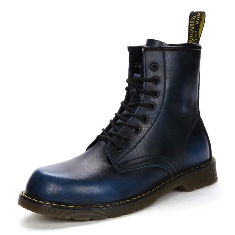Г. Мужские ботинки на шнуровке с круглым носком Повседневная обувь с высоким берцем многоцветная модная обувь в байкерском стиле на шнуровке рабочая обувь мужская обувь