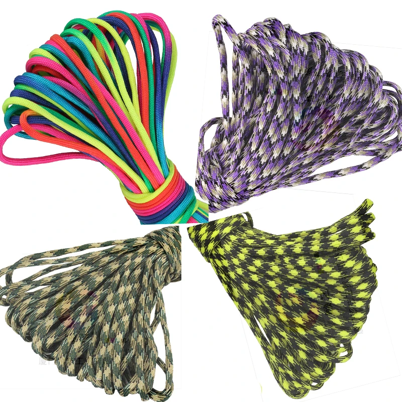 

550 Paracord Parachute Cord Lanyard Tent Rope Guyline Mil Spec Type III 7 Strand 31M For Hiking Camping 12 Colors