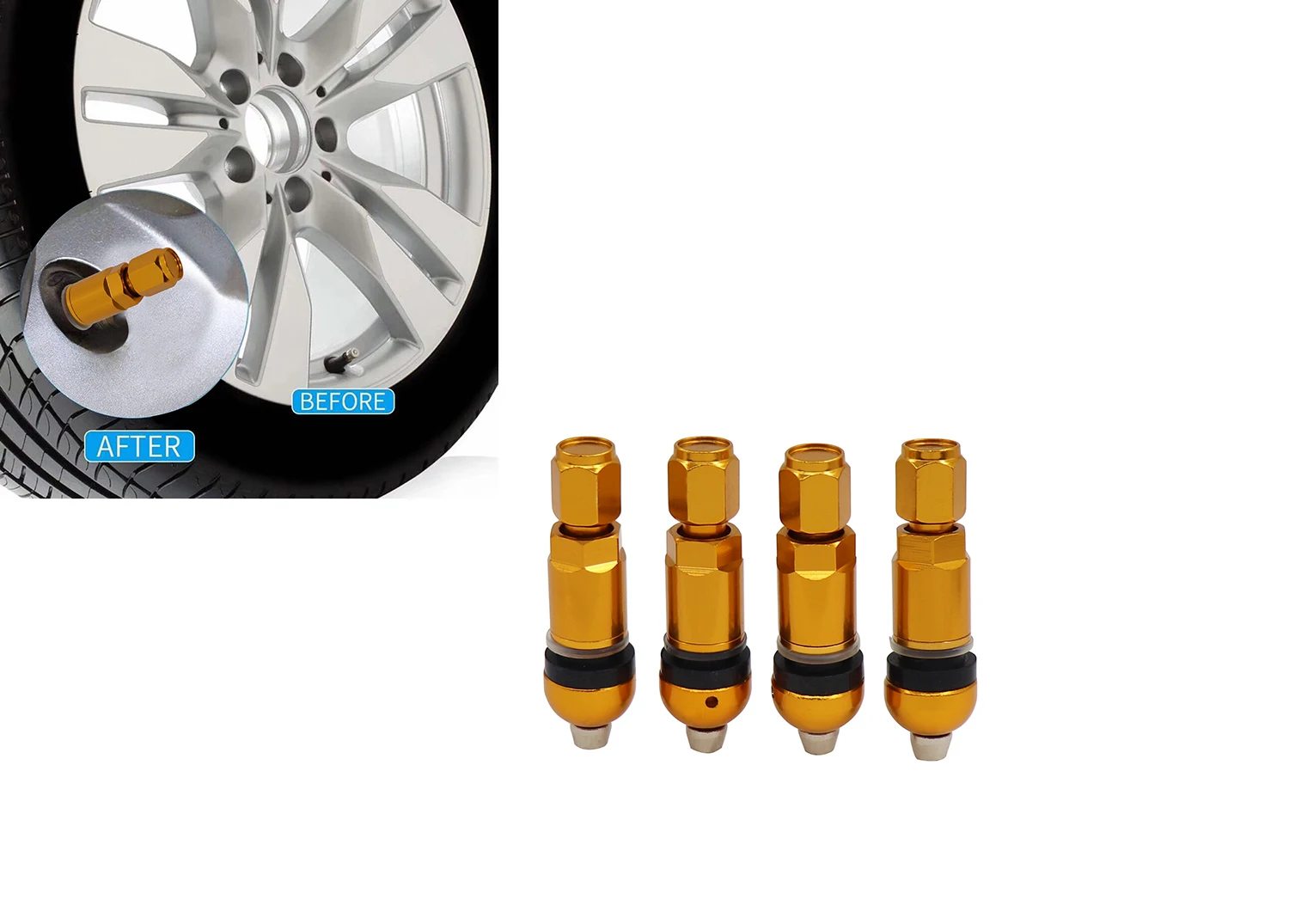 4 шт. Глянцевая Золотая TPMS взрывобезопасная система контроля давления в шинах бескамерный клапан комплект для ремонта стволов для всех транспортных средств