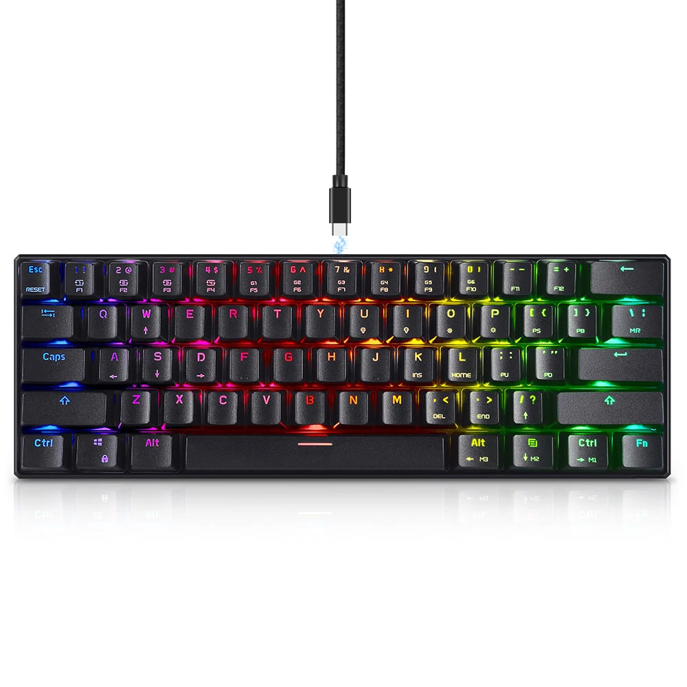 Motospeed CK61 игровая механическая клавиатура 16 8 млн RGB система подсветки 1 мм клавиша