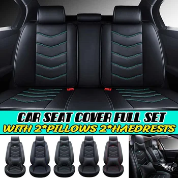 

Universal PU Leather Full Set Car Seat Waterproof Mat Covers with 4pcs Soft Memory Foam Car Seat/Back Waist Pillows Cushion