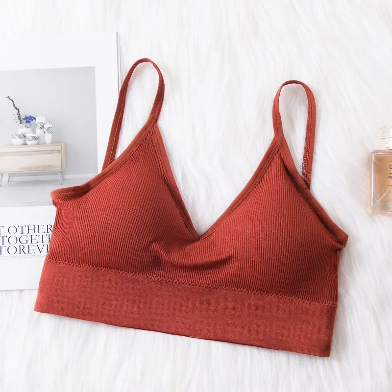 Сексуальный бюстгальтер нижнее белье Bas для женщин Bralette бесшовный бюстгальтер с вкладышами нижнее белье хлопок беспроводной фитнес топы бюстгальтер - Цвет: caramel
