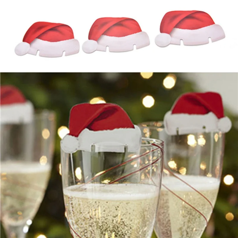 

20PCS New Christmas Wine Glass Card Cute Christmas Wine Glass Decorations Festive Party Supplies