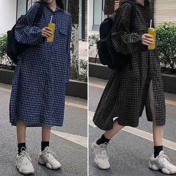 

ZANZEA Vintage Plaid Check Shirts Women Casual Turn Down Collar Blouse Buttons Down Long Cardigan Work Office Tunic Blusas 5XL 7