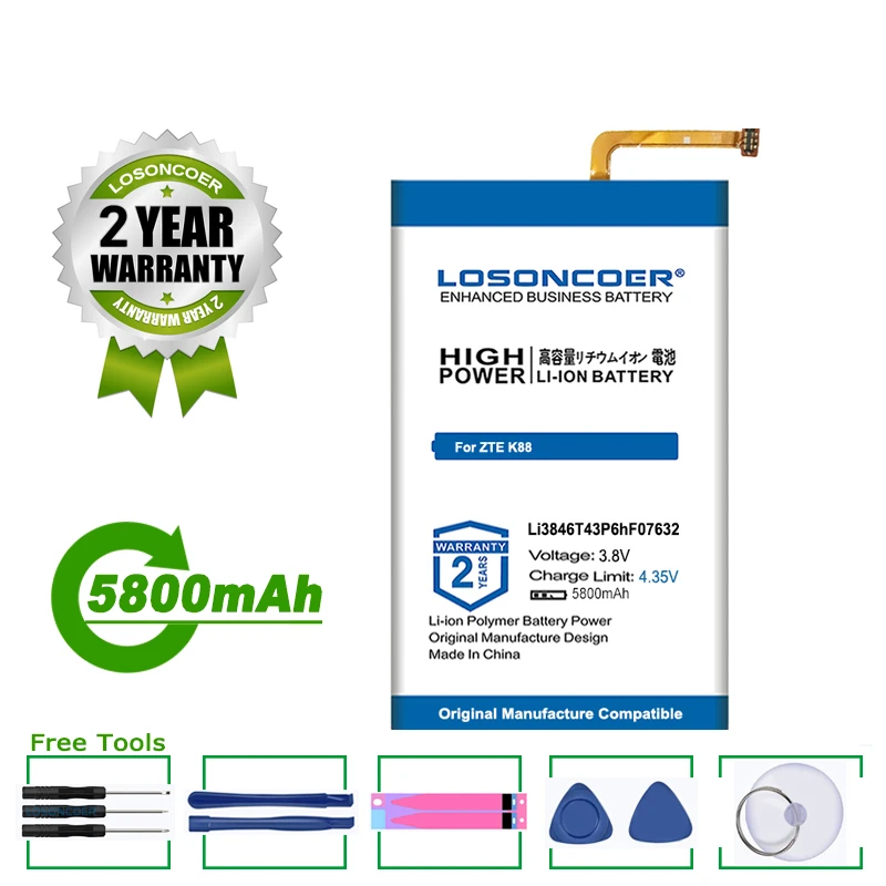 Аккумулятор LOSONCOER 5800 мач Li3846T43P6hF07632 аккумулятор для AT&ampT Trek 2 HD LTE ZTE K88 | Мобильные
