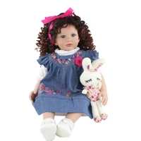 New Design 60cm Soft Silicone Reborn Toddler Doll For Girl Cloth Body Curly Hair Princess Baby Kids Birthday Gift Play House Toy 2