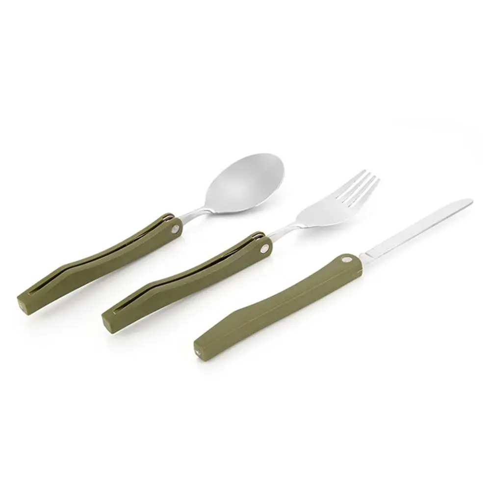 Portable Mini Cutlery Set Outdoor Hiking Tools Folding Cutlery Set Camping Picnic Stainless Steel Spoon Cutlery Tableware Set