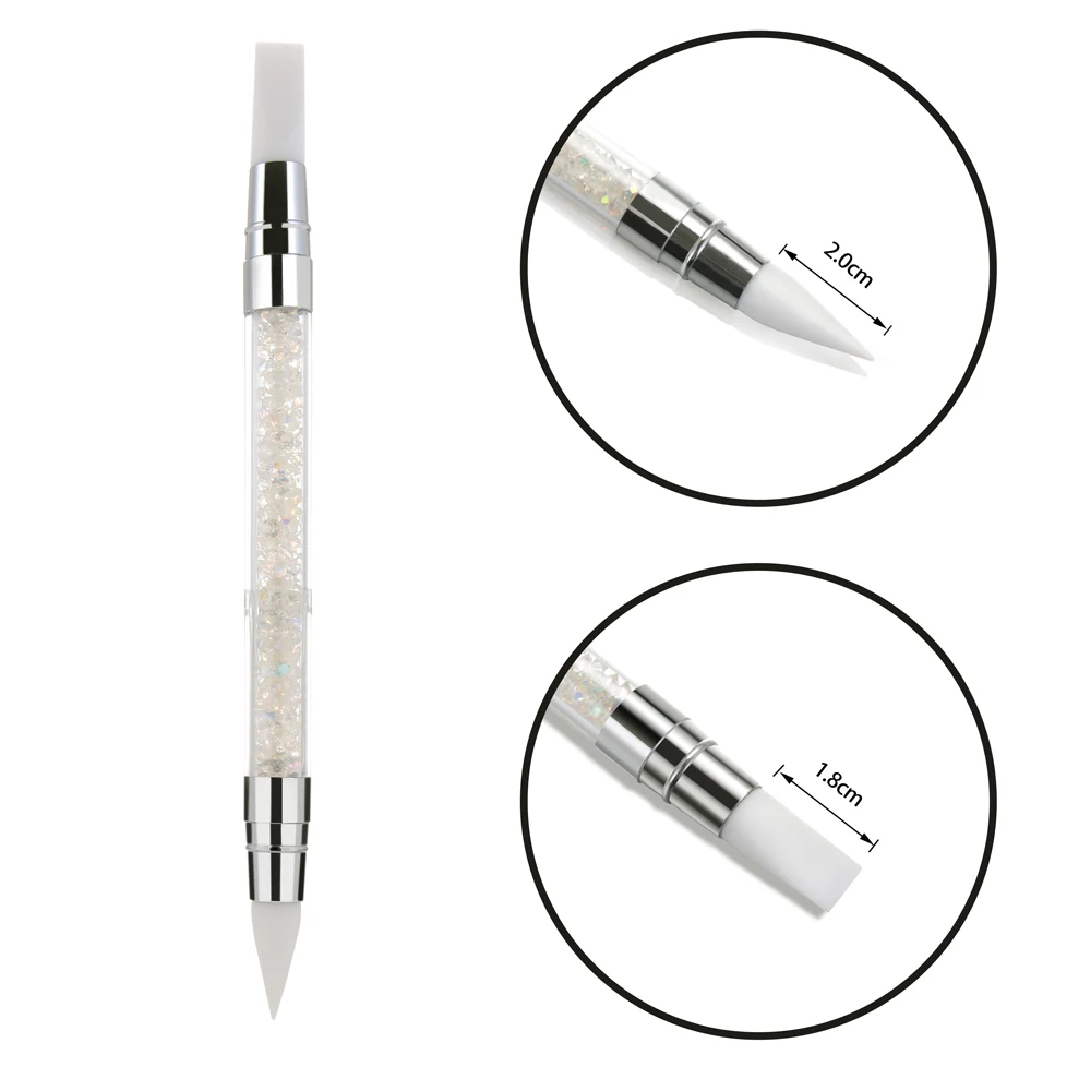 

Dual-ended 2 Ways Silicone Nail Art Sculpture Pen 3D Carving DIY Glitter Powder Liquid Manicure Dotting Brush Silicone Head Dot