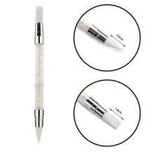 Dual-ended 2 Formas de Silicone Da Arte Do Prego Manicure Que Pontilham Caneta Escultura 3D Escultura DIY Glitter Pó Líquido Escova de Silicone cabeça Dot(China)