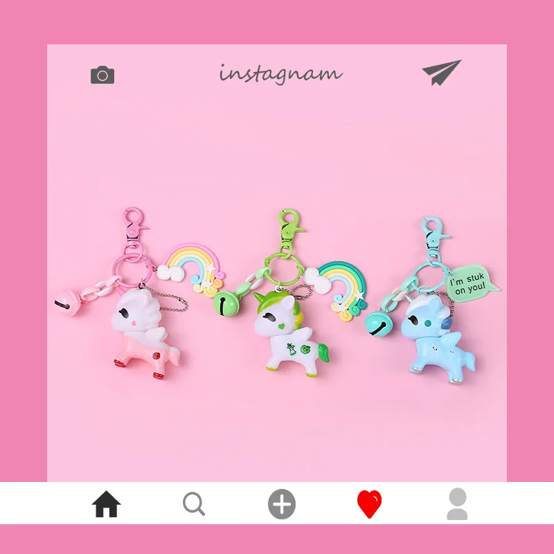 INS чистый красный Единорог плюшевая кукла для ключей автомобиля ОРНАМЕНТ