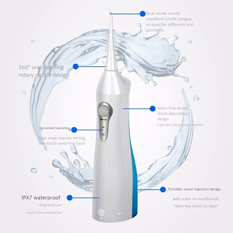 Перезаряжаемый портативный ирригатор для чистки полости рта, зубная нить для чистки полости рта, струя воды, инструмент для ухода за зубами