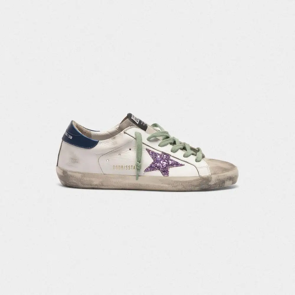 

Superstar sneakers in leather with glittery star Blue