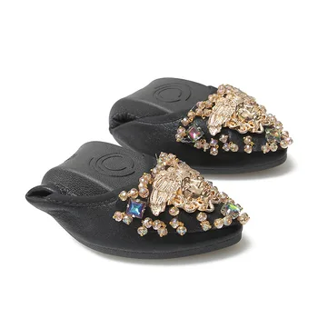 

2020 Women Crystal Butterfly Pointed Toe Ballet Flats Rhinestone Flat Plus Size 33-43 Female Shoes Zapatos Mujer