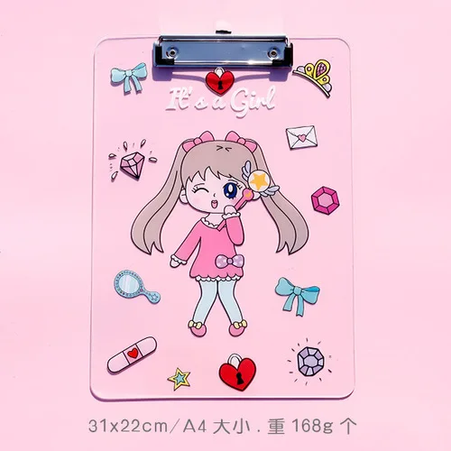 Pink beauty girl ROWBOE симпатичные канцелярские принадлежности kawaii папка A4 доска папка офисные принадлежности коврик канцелярская акриловая письменная доска kawaii принадлежности - Цвет: Pink beauty girl
