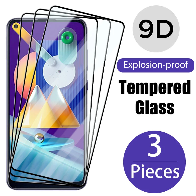 3 PCS 9D screen protector for Samsung Galaxy M31 M51 M31S Prime glass for Galaxy M40 M30S M30 M21 M21S M20 M11 M10 M01 glass mobile screen guard