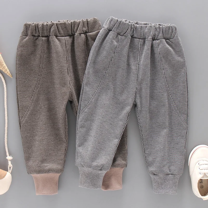 Spring New Style Korean-style Crawler Plaid Trousers Children Simple Paragraph Casual Pants Athletic Pants Fashion