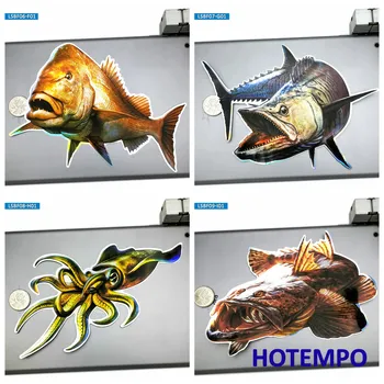 

7.87inch 20cm Big Size Marine Life Deep Sea Fish Laser Shining Stickers for Laptop Luggage Car Glass Art Fashion Style Stickers