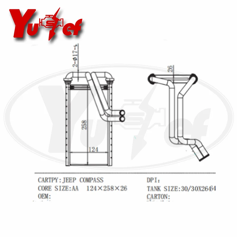 Aluminum Heater Core compatible with SEBRING DODGE CALIBER COMPASS PATRIOT 5191347AA 5191347AC